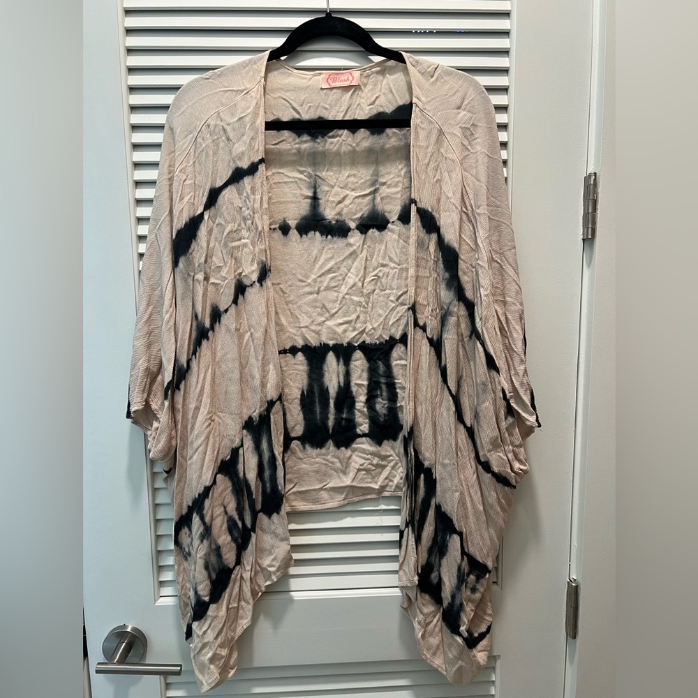 Blush Beige and Black Tie-Dye Blouse